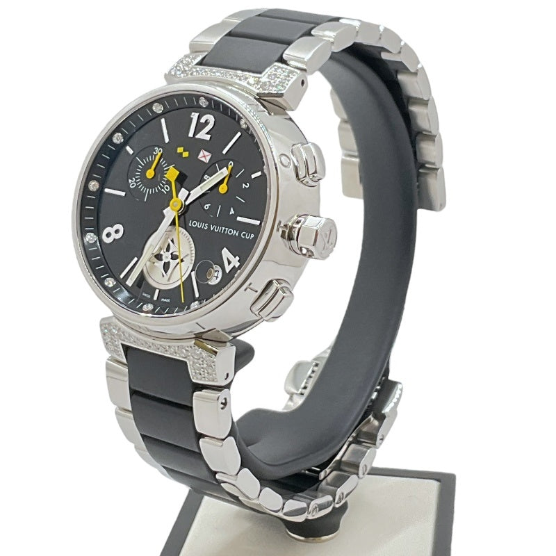 ルイ・ヴィトン LOUIS VUITTON タンブール ラブリーカップ クロノグラフ ラグダイヤ Q11BK ステンレススチール メンズ 腕時計