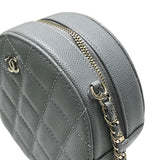 シャネル CHANEL マトラッセラウンドチェーンショルダー AP0245 グレー GD金具 キャビアスキン レディース ショルダーバッグ