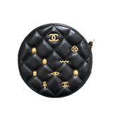 シャネル CHANEL サークルチェーンショルダー A33818 ブラック マットゴールド金具 ラムスキン レディース ショルダーバッグ