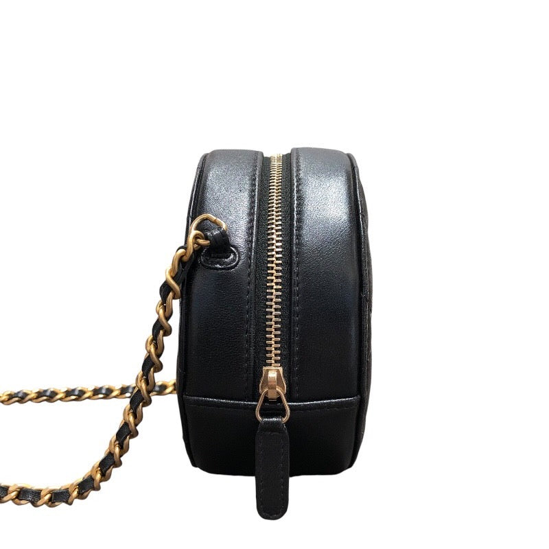 シャネル CHANEL サークルチェーンショルダー A33818 ブラック マットゴールド金具 ラムスキン レディース ショルダーバッグ