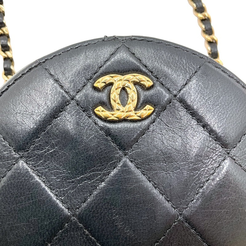 シャネル CHANEL マトラッセラウンドチェーンショルダー AP0245 ブラック/SV金具 レザー レディース ショルダーバッグ