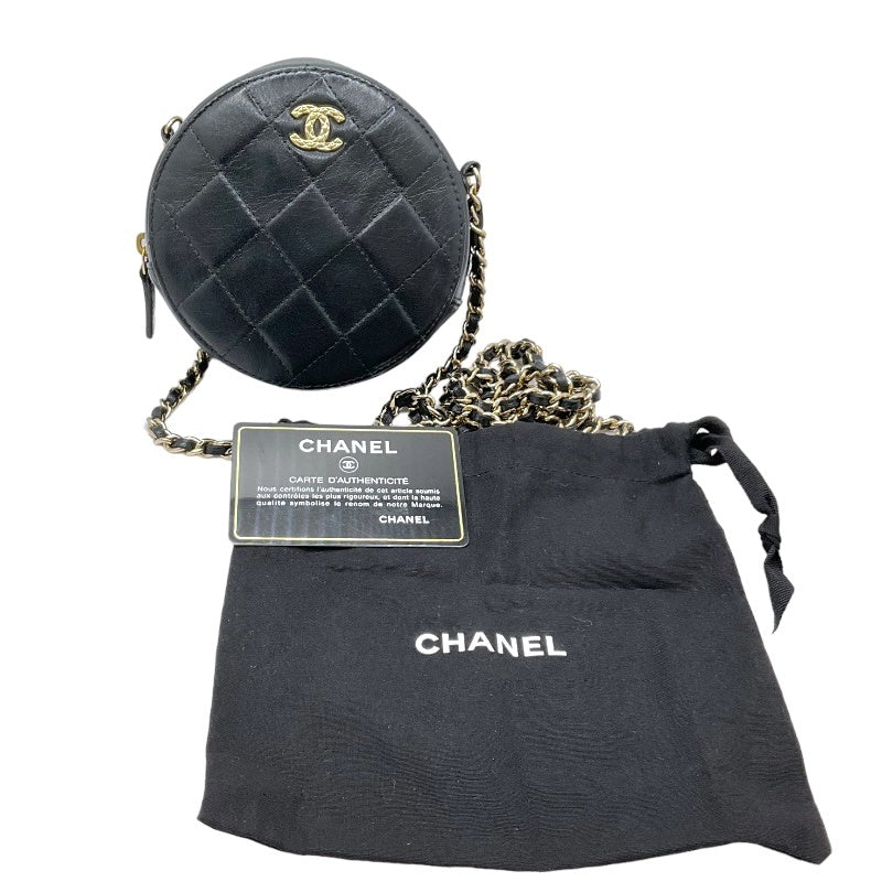 シャネル CHANEL マトラッセラウンドチェーンショルダー AP0245 ブラック/SV金具 レザー レディース ショルダーバッグ