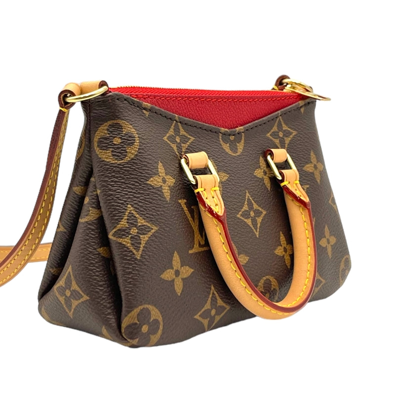 ルイ・ヴィトン LOUIS VUITTON ナノパラス M61254 ブラウン×スリーズ モノグラム・キャンバス レディース ショルダーバッグ