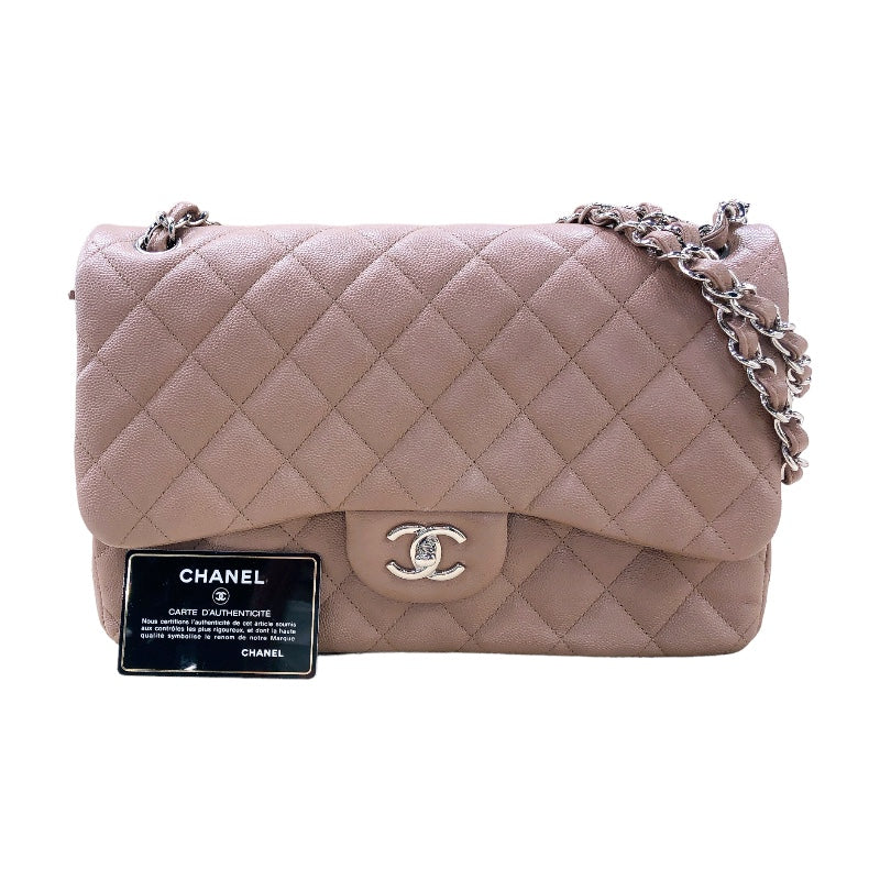 シャネル CHANEL デカマトラッセ30 24番台 A58600 ベージュ×シルバー金具 キャビア レディース ショルダーバッグ