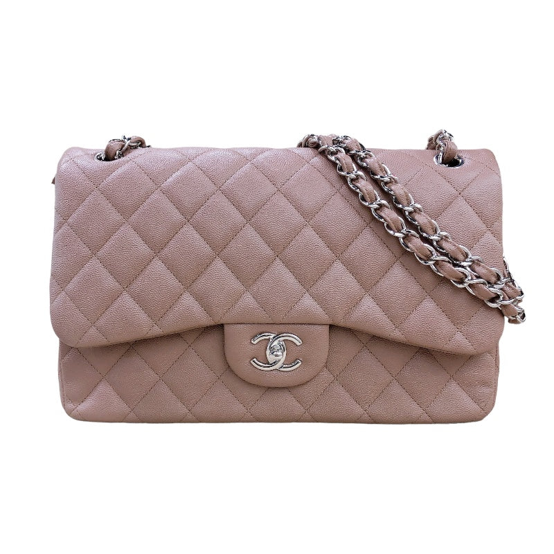 シャネル CHANEL デカマトラッセ30 24番台 A58600 ベージュ×シルバー金具 キャビア レディース ショルダーバッグ