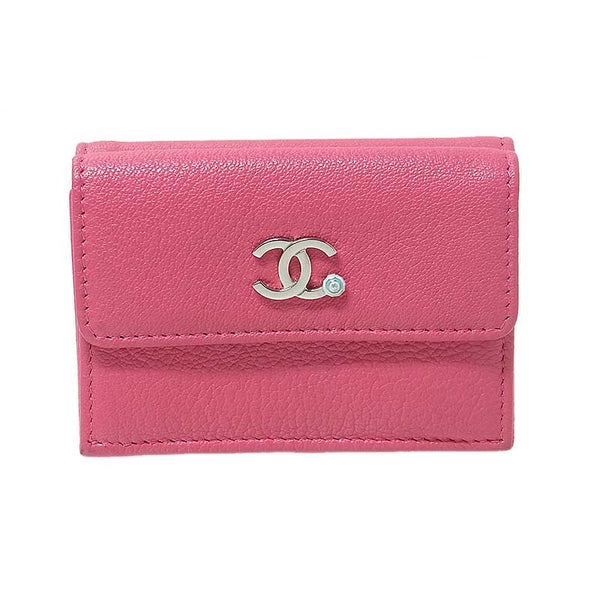 シャネル CHANEL ラッキーアンブレラ コンパクト ウォレット AP0264 ピンク 型押しレザー レディース 三つ折り財布