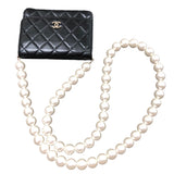 シャネル CHANEL パールチェーンウォレット AP1839 ブラック/ゴールド金具 ラムスキン レディース ウォレットチェーン