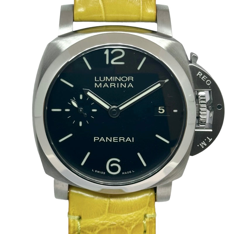 パネライ PANERAI ルミノールマリーナ Q番 PAM00392 ブラック  SS/レザーベルト 自動巻き メンズ 腕時計