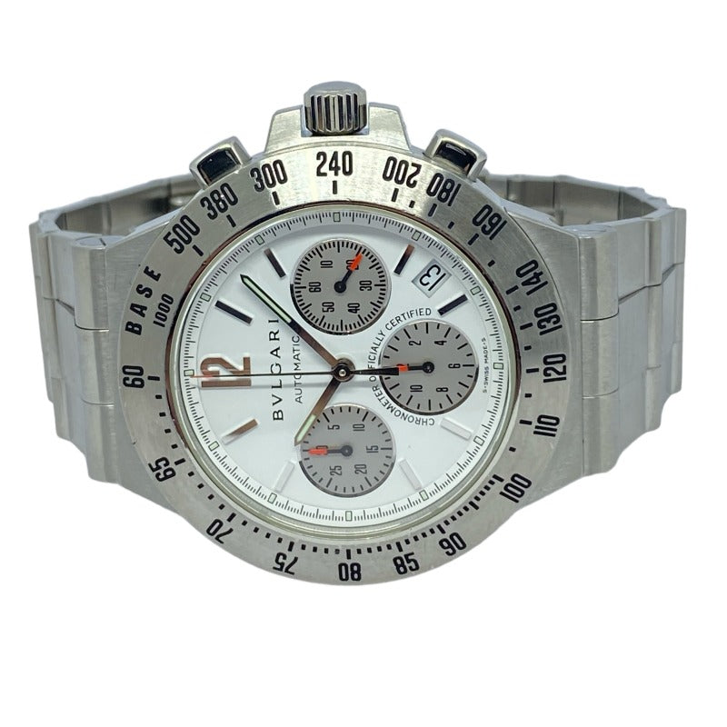 ブルガリ BVLGARI タキメトリック クロノグラフ CH40STA ホワイト SS 自動巻き メンズ 腕時計