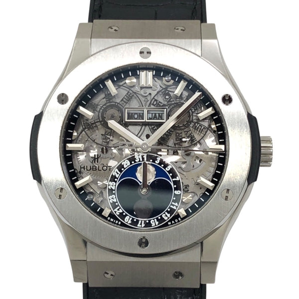 ウブロ HUBLOT クラシック フュージョン アエロ フュージョン ムーンフェイズ チタニウム 517.NX.0170.LR グレー チタン 自動巻き メンズ 腕時計