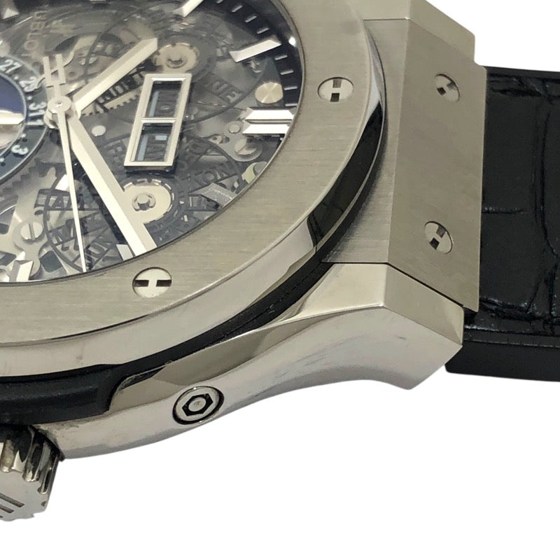 ウブロ HUBLOT クラシック フュージョン アエロ フュージョン ムーンフェイズ チタニウム 517.NX.0170.LR グレー チタン 自動巻き メンズ 腕時計