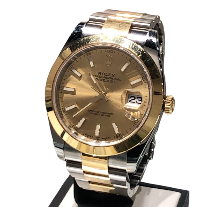 ロレックス ROLEX デイトジャスト41 ランダムシリアル 126303 ゴールド 文字盤 オイスターブレス SS/K18YG 腕時計 メンズ 中古