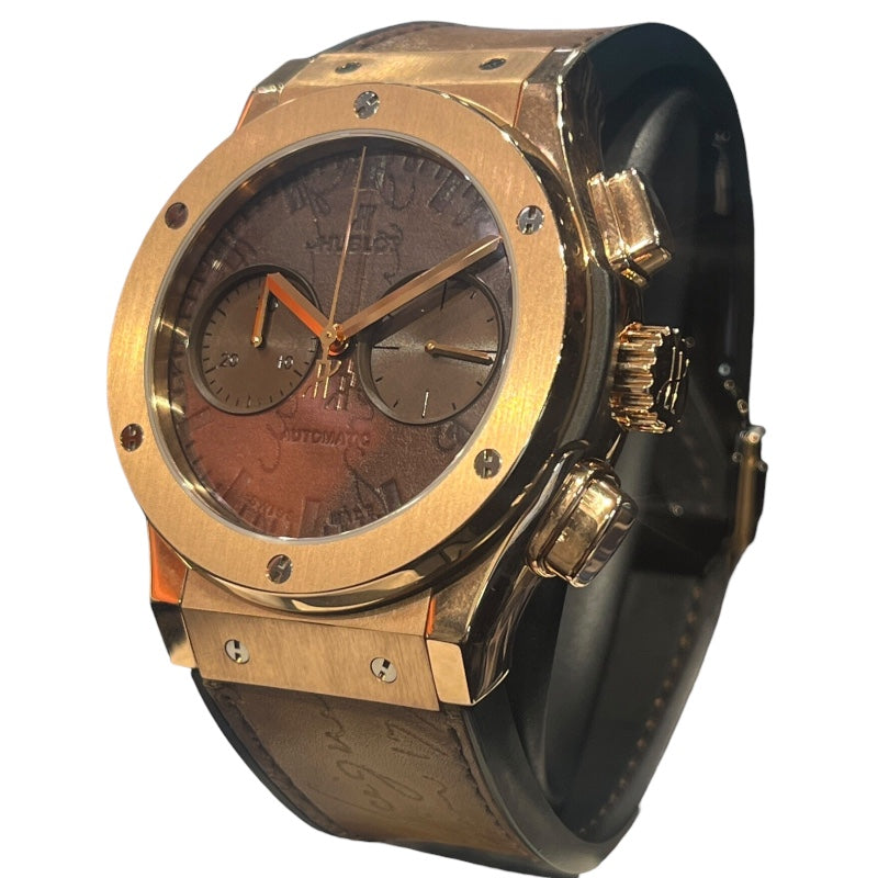 ウブロ HUBLOT クラシック・フュージョン クロノグラフ ベルルッティスクリット 521.OX.0500.VR.BER17 ブラウン K18PG メンズ 腕時計