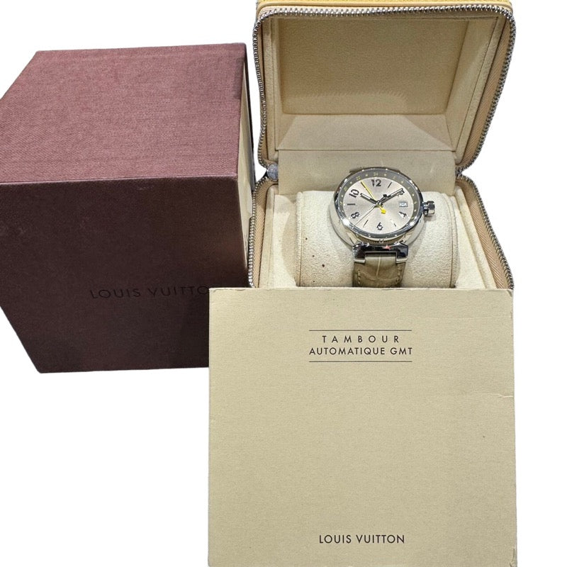 ルイ・ヴィトン LOUIS VUITTON タンブールGMT Q11320 サーブル ステンレススチール メンズ 腕時計
