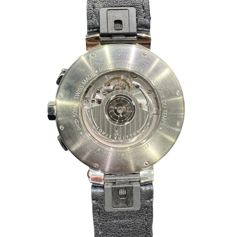 ルイ・ヴィトン LOUIS VUITTON タンブール ムーンクロノグラフ Q8D40Z ステンレススチール メンズ 腕時計