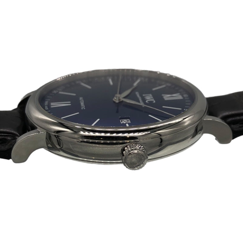 インターナショナルウォッチカンパニー IWC ポートフィノ オートマティック 150イヤーズ IW356518 シルバー×ブルー SS/アリゲーター  自動巻き メンズ 腕時計