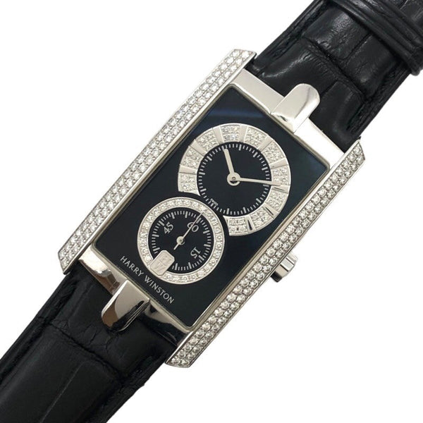 ハリーウィンストン HARRY WINSTON アヴェニューC ミッドサイズ 330/UMW ブラック K18ホワイトゴールド 手巻き レディース 腕時計