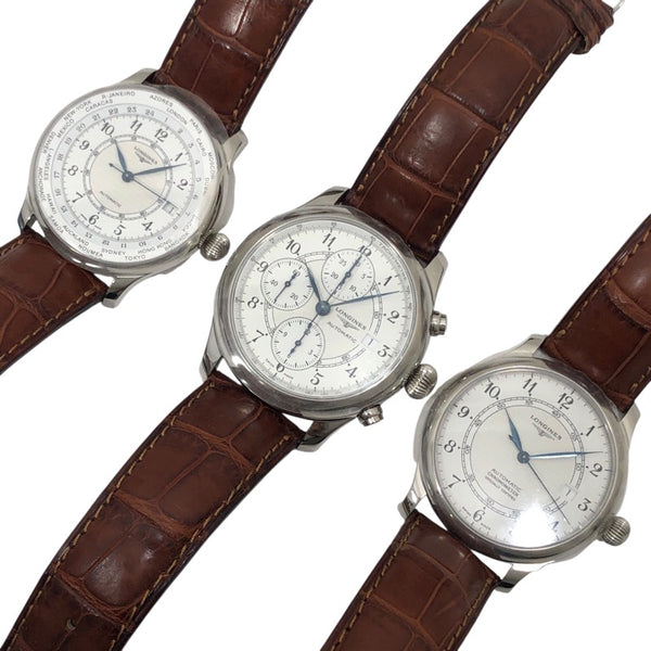ロンジン LONGINES ロンジン130周年記念 3本セット L.2.615.4.13.2/L.2.61.4.4.13.2/L.2.613.4.132 SS/レザーストラップ 自動巻き メンズ 腕時計