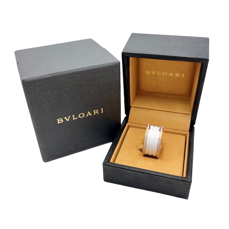 ブルガリ BVLGARI ビーゼロワン リング 4バンド(M)  #57  K18PG/ホワイトセラミック ダイヤモンド ジュエリー