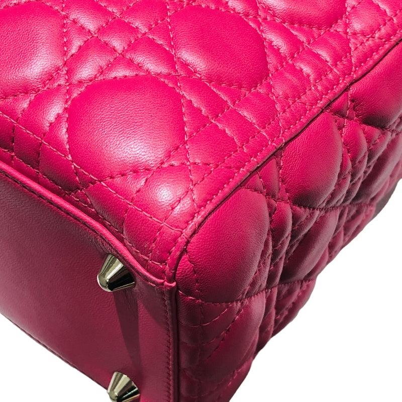 クリスチャン・ディオール Christian Dior レディディオールラージ ピンク GD金具 ラムスキン レディース ハンドバッグ