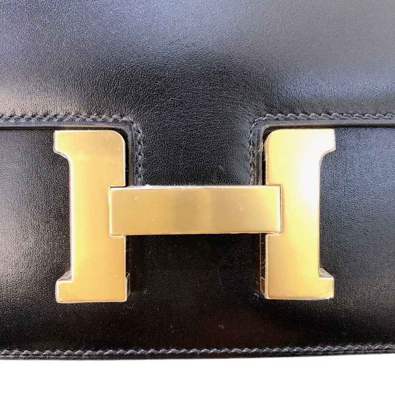 エルメス HERMES コンスタンス3ミニ U刻印（2022年製） ブラック　ゴールド金具  ボックスカーフ レディース ショルダーバッグ