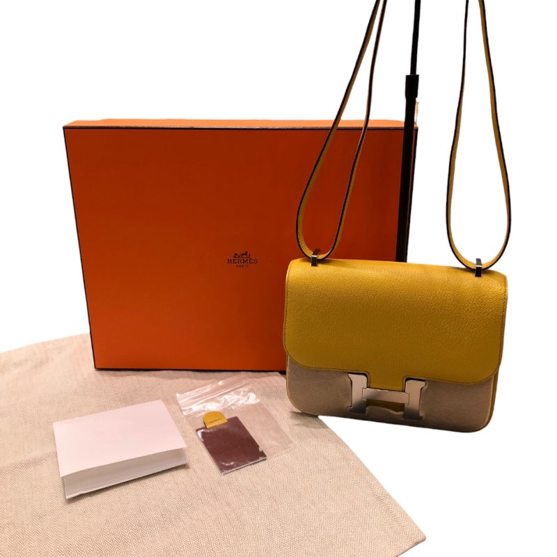 エルメス HERMES コンスタンス３ミニ　ミロワール B刻印 ジョーヌナプル レザー シェーブル レディース ショルダーバッグ