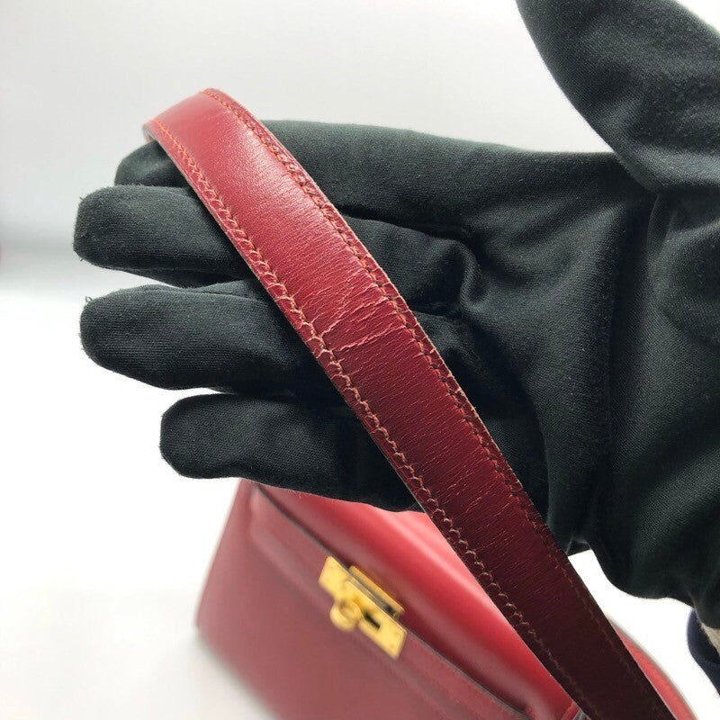 エルメス HERMES ミニケリー ◯P刻 ルージュアッシュ/GD金具 ボックスカーフ レディース ショルダーバッグ