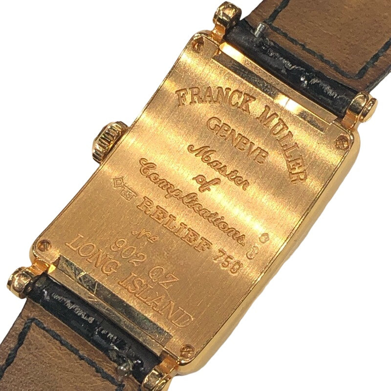 フランク・ミュラー FRANCK MULLER ロングアイランドレリーフ ブラック 902QZ K18PG/革ベルト レディース 腕時計