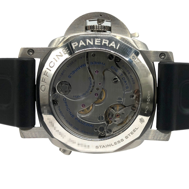 パネライ PANERAI ルミノール 1950 8デイズ クロノ モノプルサンテ GMT PAM00275 ブラック SS/純正尾錠・純正レザーベルト  手巻き メンズ 腕時計