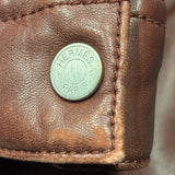 エルメス HERMES ラムレザーダウンジャケット ブラックレッド ラムスキン メンズ ダウンジャケット