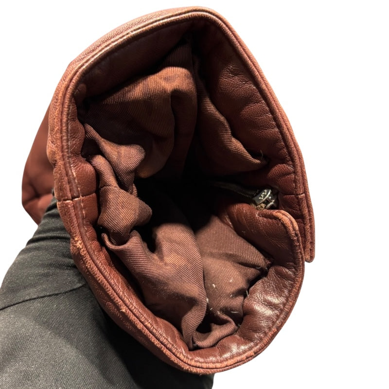 エルメス HERMES ラムレザーダウンジャケット ブラックレッド ラムスキン メンズ ダウンジャケット