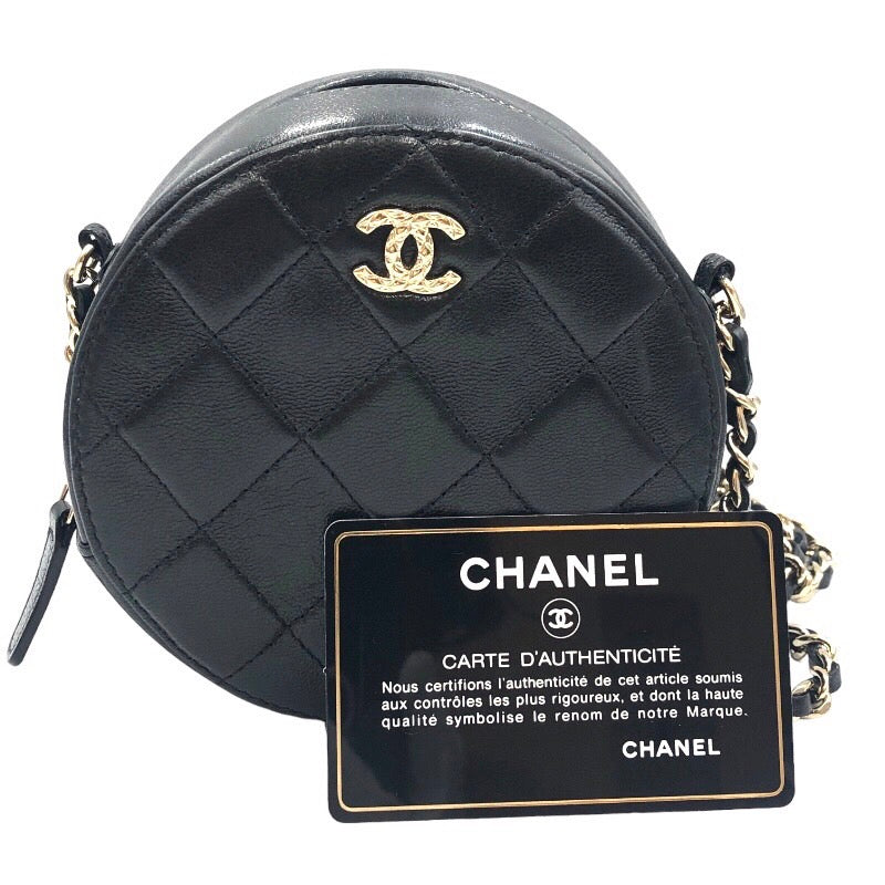 シャネル CHANEL マトラッセラウンドチェーンショルダー AP0314　30番台 ブラック ゴールド金具 カーフレザー レディース ショルダーバッグ