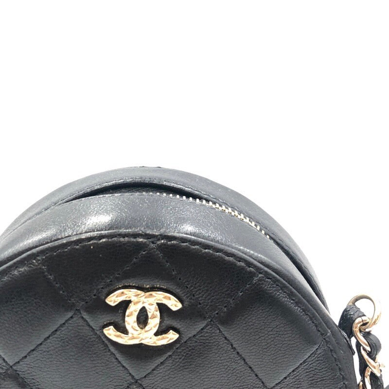 シャネル CHANEL マトラッセラウンドチェーンショルダー AP0314　30番台 ブラック ゴールド金具 カーフレザー レディース ショルダーバッグ