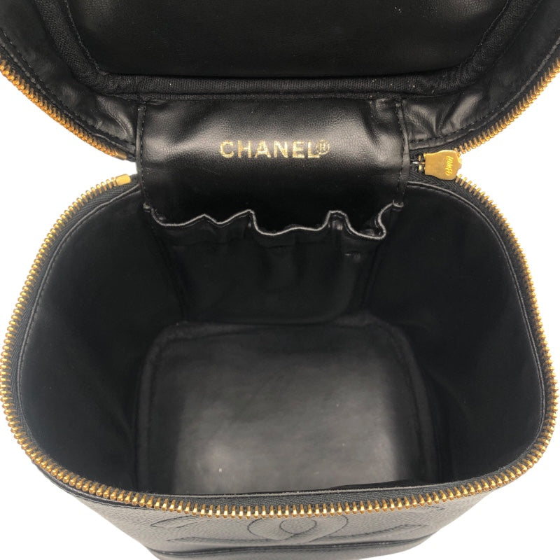 シャネル CHANEL バニティバッグ A01998 ブラック ゴールド金具 キャビアスキン レディース ハンドバッグ