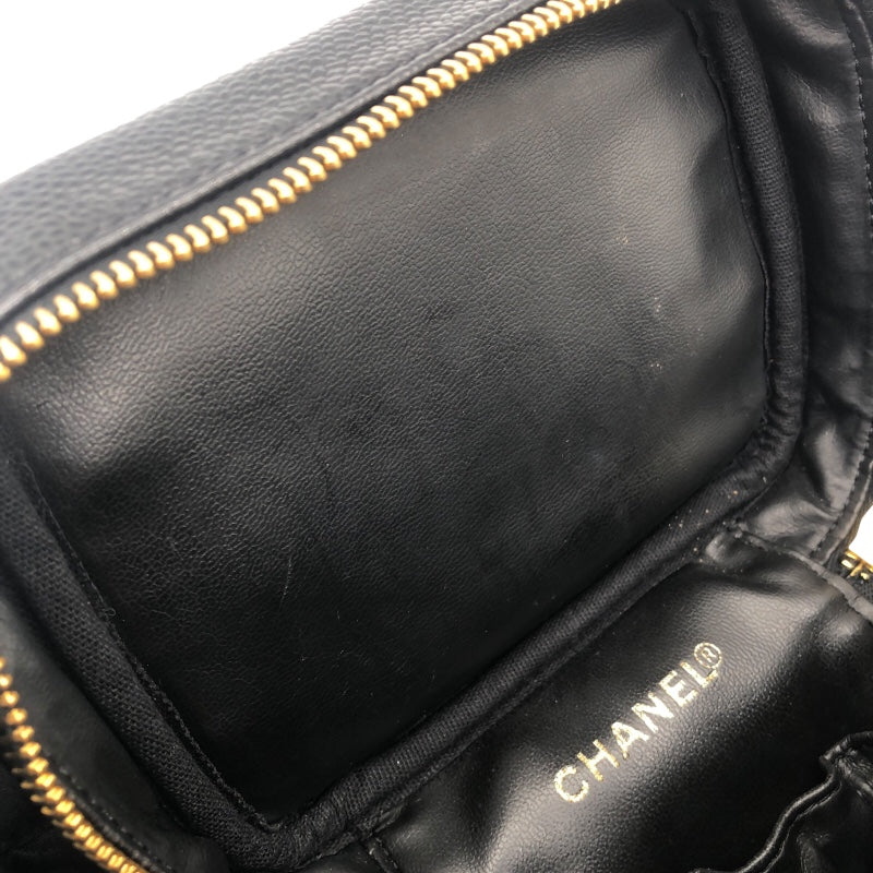 シャネル CHANEL バニティバッグ A01998 ブラック ゴールド金具 キャビアスキン レディース ハンドバッグ