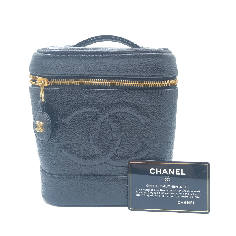 シャネル CHANEL バニティバッグ A01998 ブラック ゴールド金具 キャビアスキン レディース ハンドバッグ