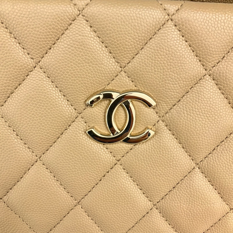 シャネル CHANEL マトラッセチェーンショルダー ベージュ/ゴールド金具 キャビアスキン レディース ショルダーバッグ