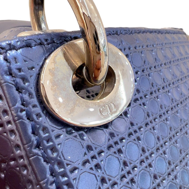 クリスチャン・ディオール Christian Dior レディディオールマイクロ M0500 メタリックブルー パテント レディース ハンドバッグ