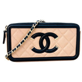 シャネル CHANEL CCフィリグリー チェーンウォレット A84450  ベージュ/ブラック ゴールド金具 キャビアスキン レディース ショルダーバッグ