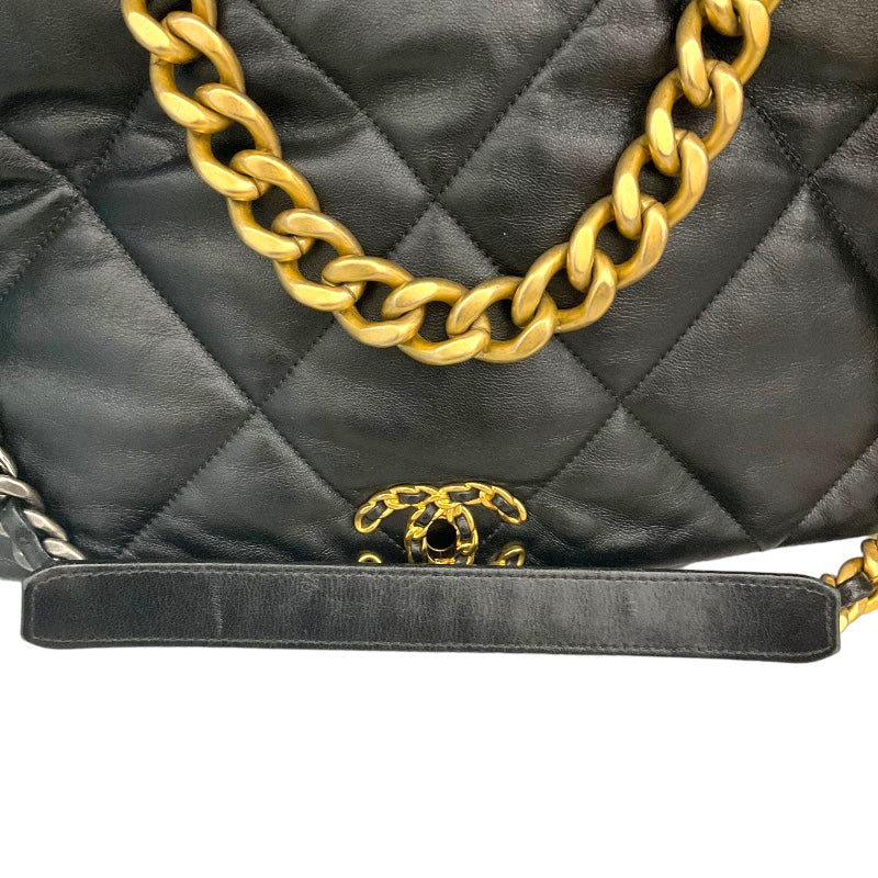 シャネル CHANEL CHANEL19 マキシフラップ AS1162 ブラック/ゴールド金具 ラムスキン レディース ショルダーバッグ