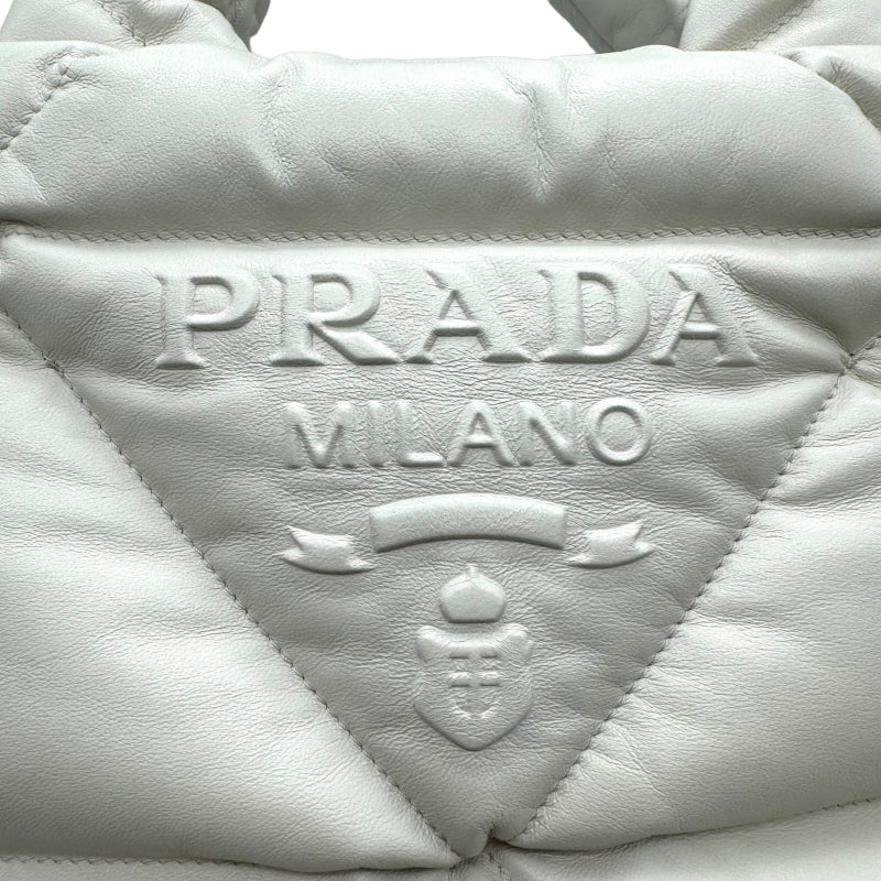 プラダ PRADA パテッドトート 1BG434 ホワイト ゴールド金具 レザー レディース トートバッグ