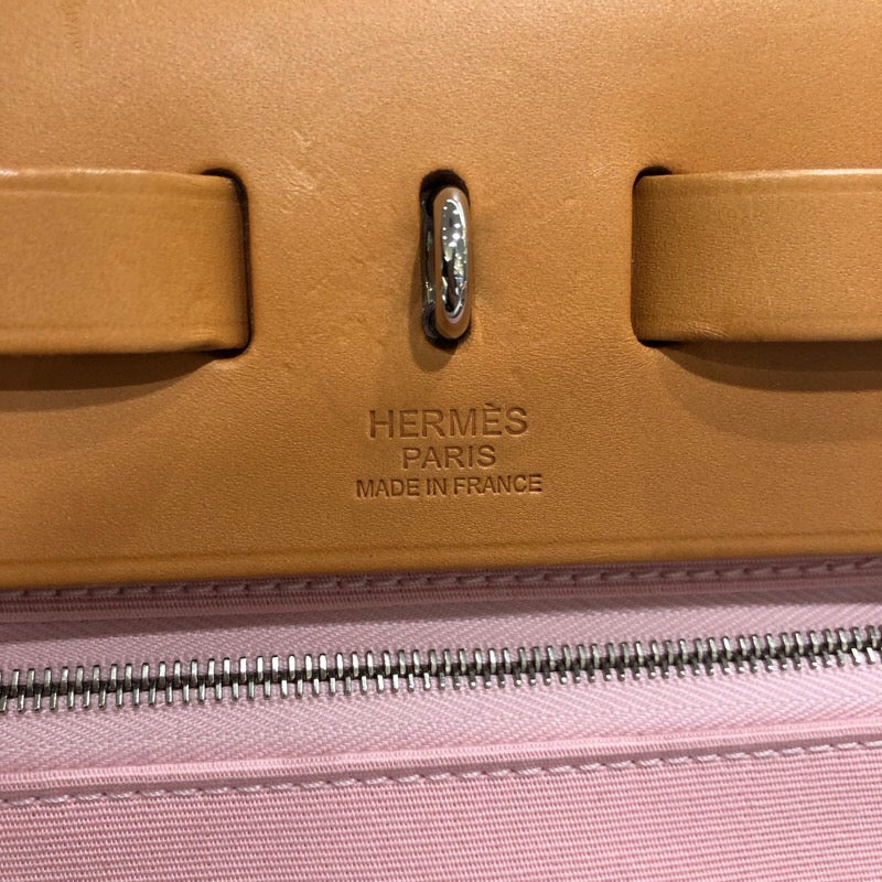 エルメス HERMES エールバッグジップPM T刻 ピンク・ナチュラルサブレ　SV金具 トワルアッシュ ハンター ユニセックス ショルダーバッグ