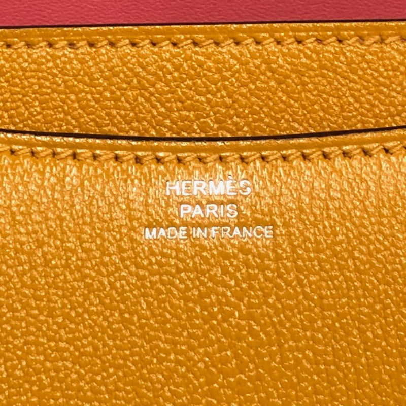 エルメス HERMES コンスタンス3 ミニ ヴェルソ Z刻 ムタード×ローズアザレ シルバー金具 シェーブル レディース ショルダーバッグ