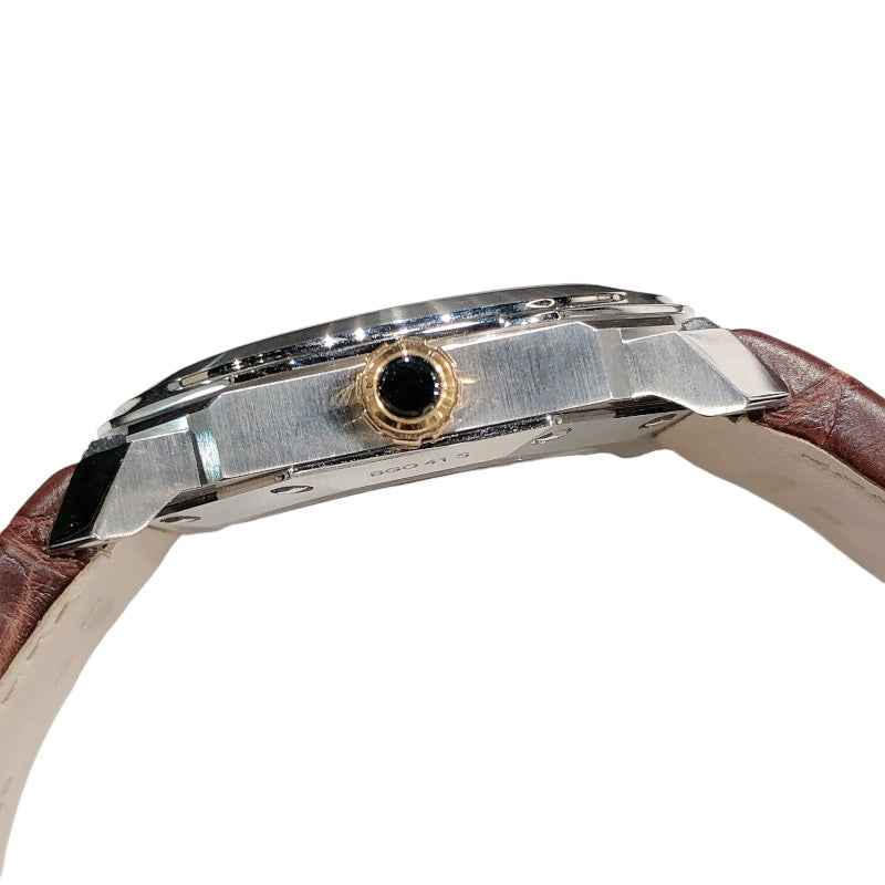 ブルガリ BVLGARI オクト BGO41S ホワイト SS/革ベルト 自動巻き