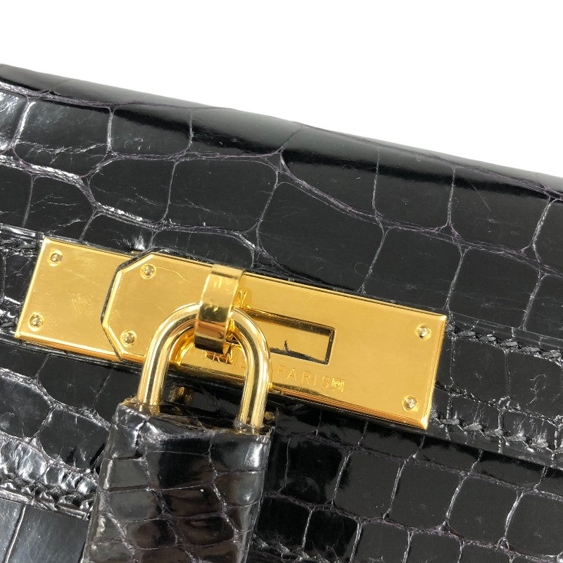 エルメス HERMES ケリー32 外縫い ブラック/GD金具 ポロサス レディース ハンドバッグ