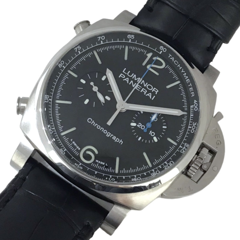 パネライ PANERAI ルミノールクロノ PAM01109 ブラック SS メンズ 腕時計