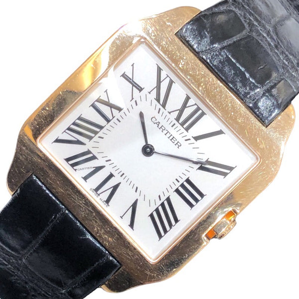 カルティエ Cartier サントスデュモン LM W2006951 ホワイト K18PG/純正PGバックル・革ベルト メンズ 腕時計