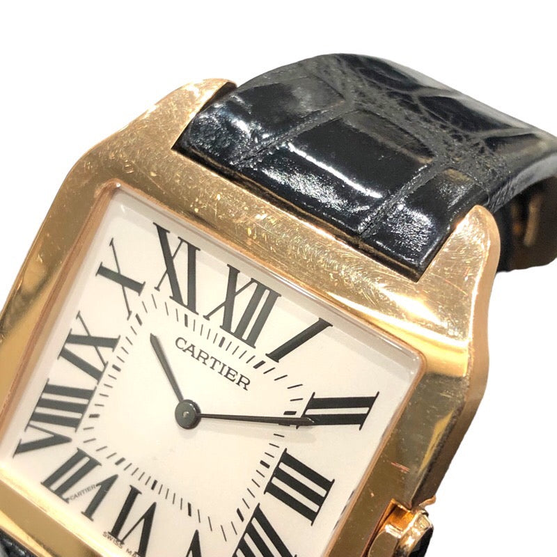 カルティエ Cartier サントスデュモン LM W2006951 ホワイト K18PG/純正PGバックル・革ベルト メンズ 腕時計