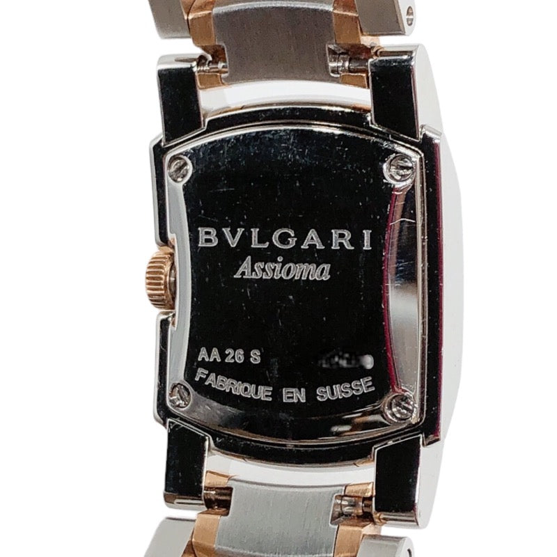 ブルガリ BVLGARI アショーマ AA26S ホワイト K18PG×SS レディース 腕時計