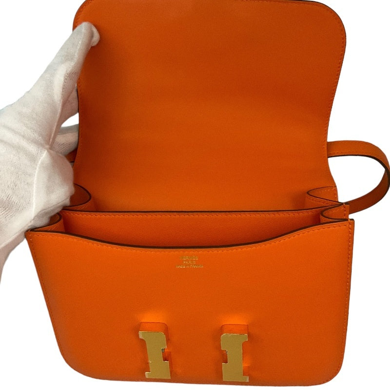 エルメス HERMES コンスタンス3 ミニ U刻 オレンジ×ゴールド金具 スイフト レディース ショルダーバッグ